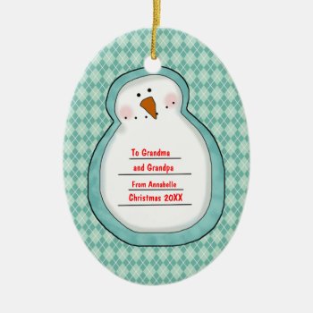 Christmas Photo Snowman Customizable Ceramic Ornament by ornamentcentral at Zazzle