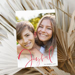 CHRISTMAS PHOTO stylish script red joyful Holiday Card<br><div class="desc">by kat massard >>> www.simplysweetPAPERIE.com <<< A simple design featuring the quote JOYFUL in handlettered, script font. Maximum area to display your beautiful family too! TIPS 1. To resize / reposition the photo hit the "customise it" button. 2. You can also change the fonts, move and add more text! NEED...</div>
