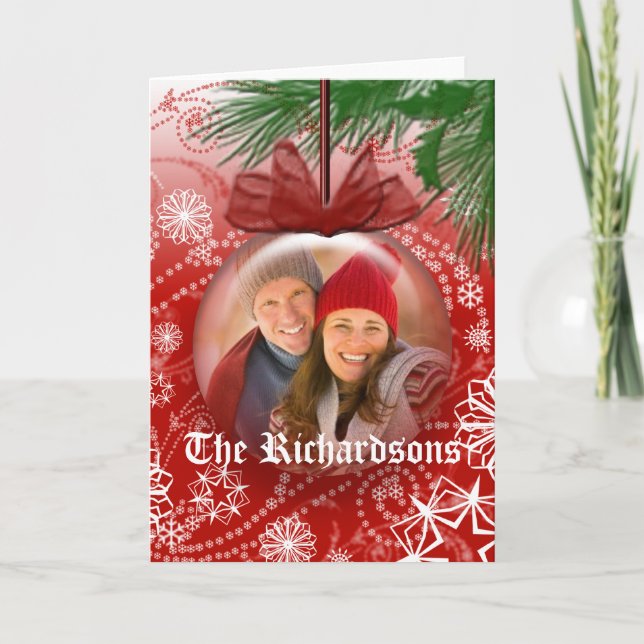 Christmas Photo Template Card Custom Name Blank (Front)