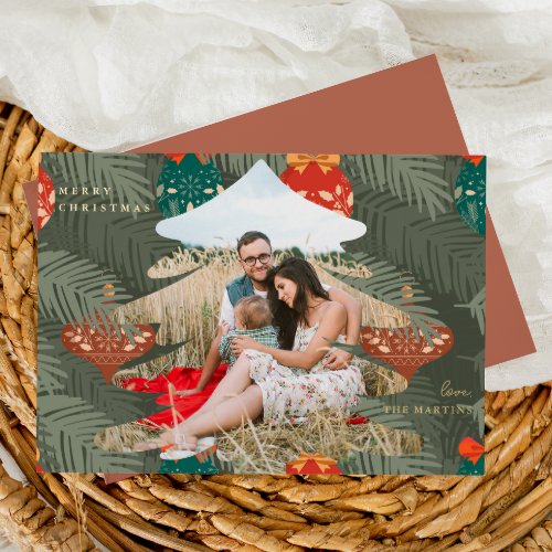 Christmas Photo Tree with Foil Text Foil Holiday Card