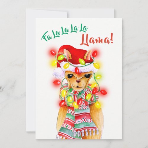 Christmas photo whimsy Llama and pattern Holiday Card