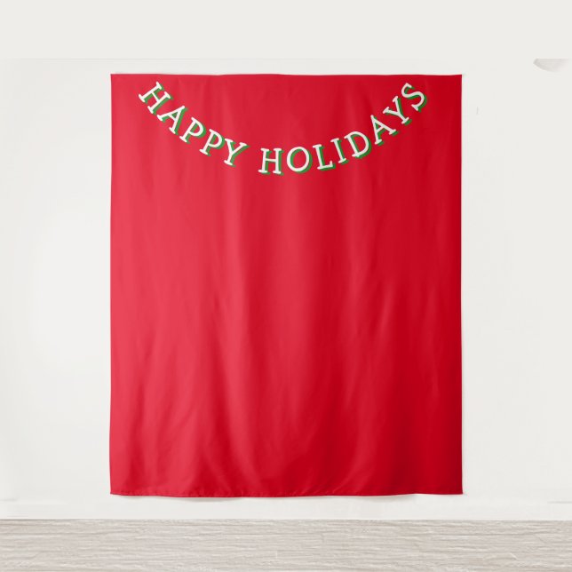 Christmas Photobooth Backdrop Happy Holidays Red (Front)