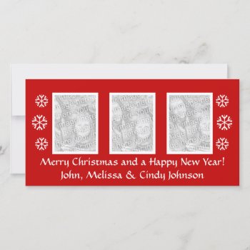 Christmas Photocard Template For Three Photos by photoedit at Zazzle