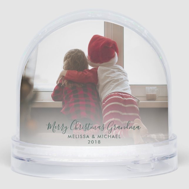 Christmas Photos Grandkids Past and Present Photos Snow Globe (Back)