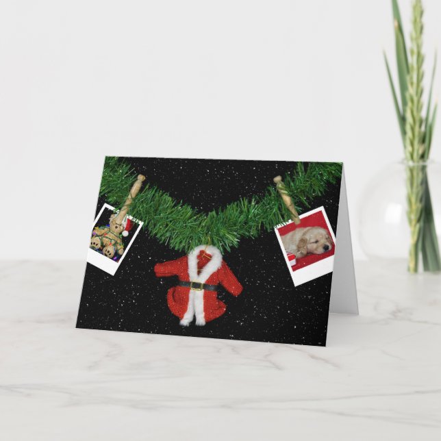 Christmas photos in snowflakes with garland holiday card (Front)