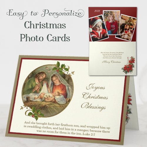 Christmas Photos Religious Jesus Mary Joseph  Holiday Card