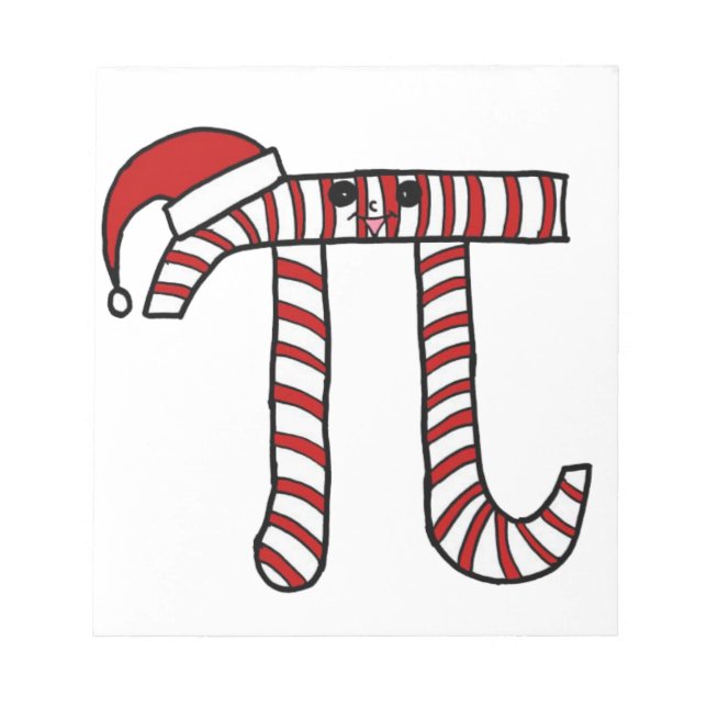Christmas Pi Cartoon Math Geek Notepad (Front)