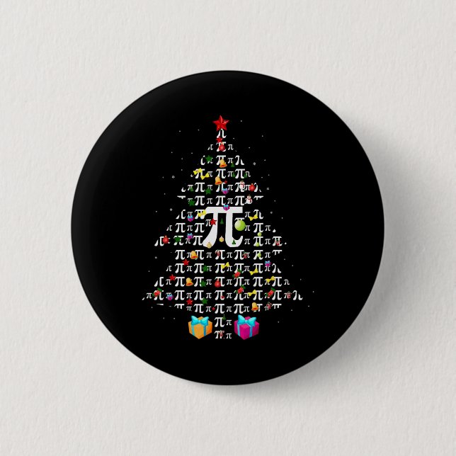 Christmas Pi Funny Mathematics Pi Day Christmas Tr Button (Front)