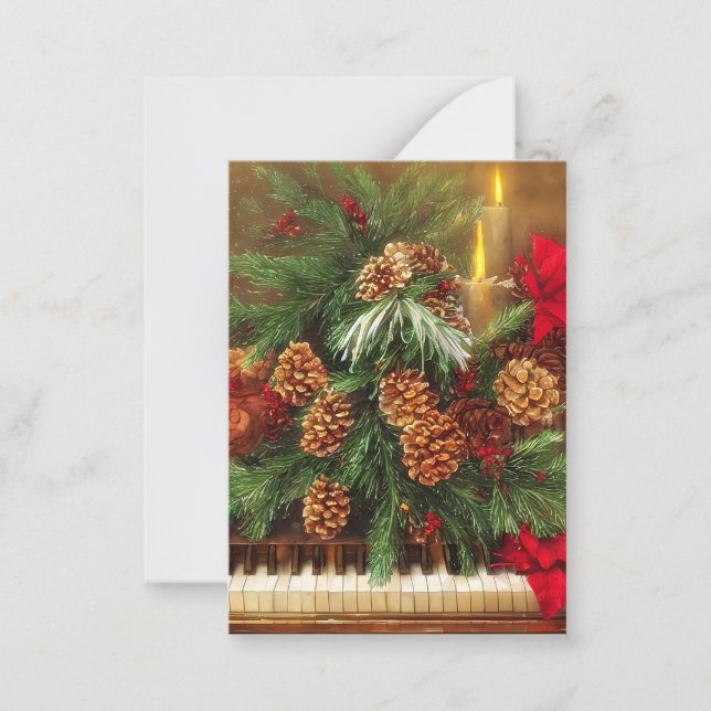 Christmas piano budget mini note card (Front)