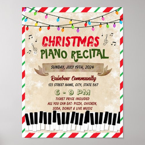Christmas Piano Recital school event template Poster