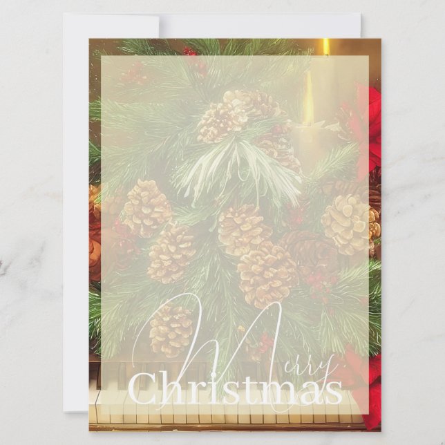 Christmas piano stationery paper holiday card (Front)