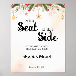 Christmas Pick a Seat Either Side Wedding Poster