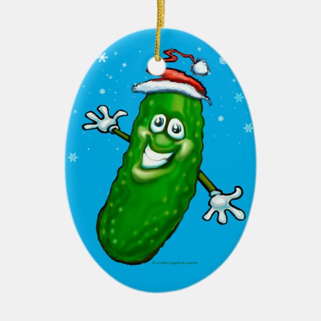 Christmas Pickle Ceramic Ornament (Front)