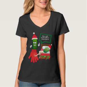 CHRISTMAS PICKLE COUPLE WEARING SANTA HAT & GLOVE T-Shirt