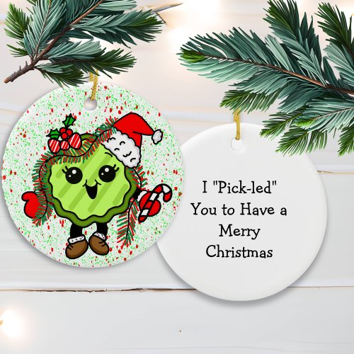 Christmas Pickle  Funny Holiday Pickle    Ceramic Ornament