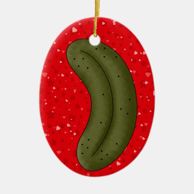 Christmas Pickle Legend 2 Ceramic Ornament (Front)