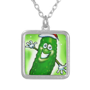 Christmas Pickle Silver Plated Necklace