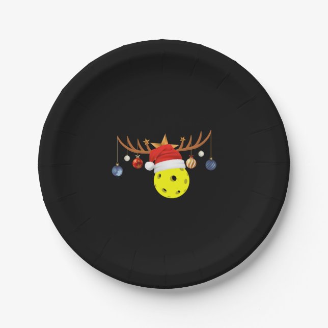 Christmas Pickleball 0 Paper Plates (Front)