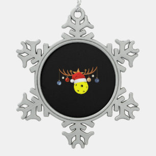 Christmas Pickleball 0 Snowflake Pewter Christmas Ornament