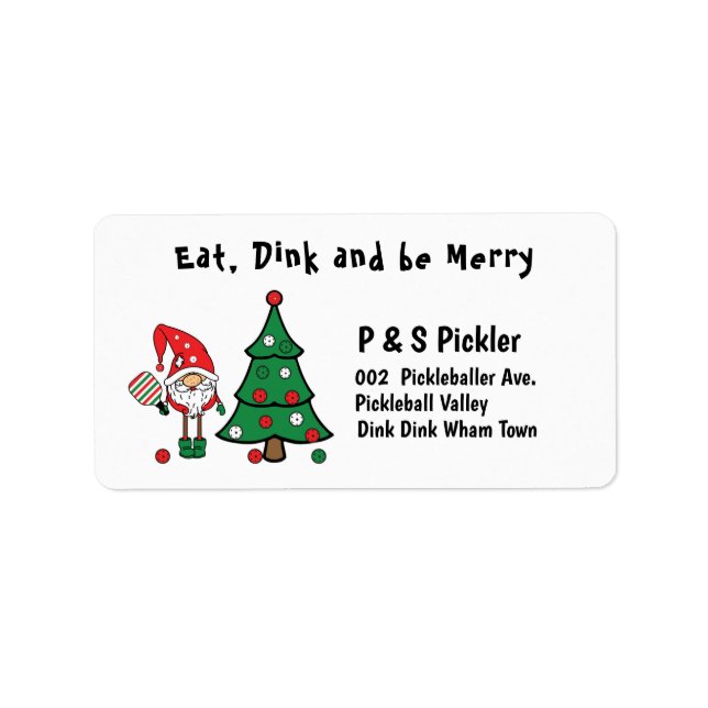 Christmas pickleball address  label (Front)
