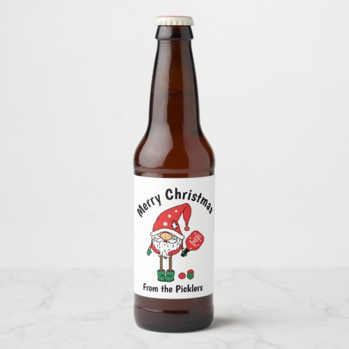 Christmas pickleball beer bottle label