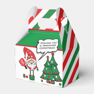 Christmas pickleball dwarfs, custom text gable favor boxes