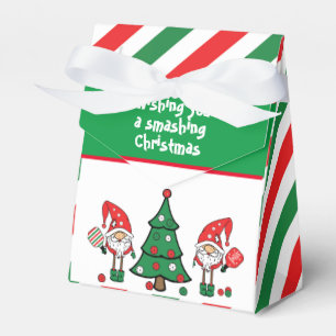 Christmas pickleball dwarfs, custom text tent favor boxes