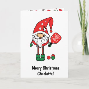 Christmas pickleball folded greeting  card