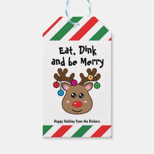 Christmas pickleball gift tags  with reindeer