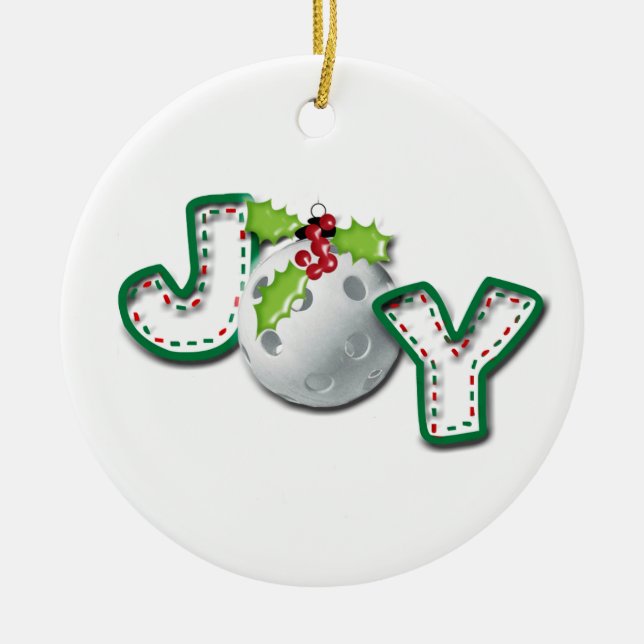 Christmas Pickleball Joy Ceramic Ornament (Front)