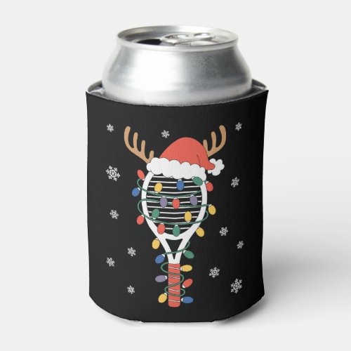 Christmas Pickleball Paddle Reindeer Antlers Xmas Can Cooler
