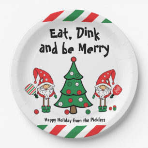 Christmas pickleball paper plates