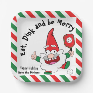 Christmas pickleball paper plates