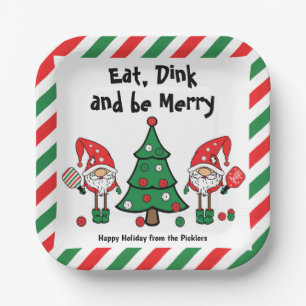 Christmas pickleball  paper plates