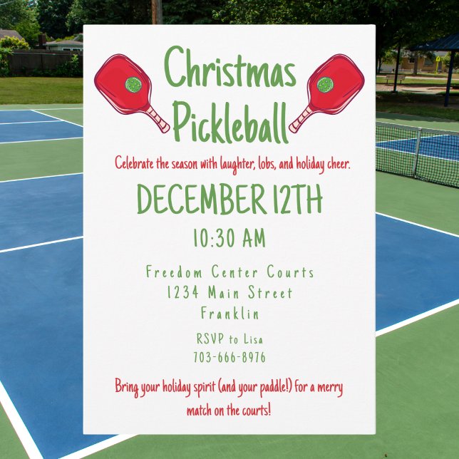Christmas Pickleball Party Festive Holiday Match Invitation (Creator Uploaded)