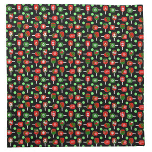 Christmas Pickleball Red Green Paddles Balls Micro Cloth Napkin