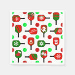Christmas Pickleball Red Green Paddles Balls X-Mas Napkins