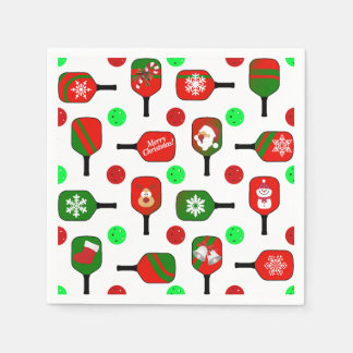 Christmas Pickleball Red Green Paddles Balls X-Mas Napkins