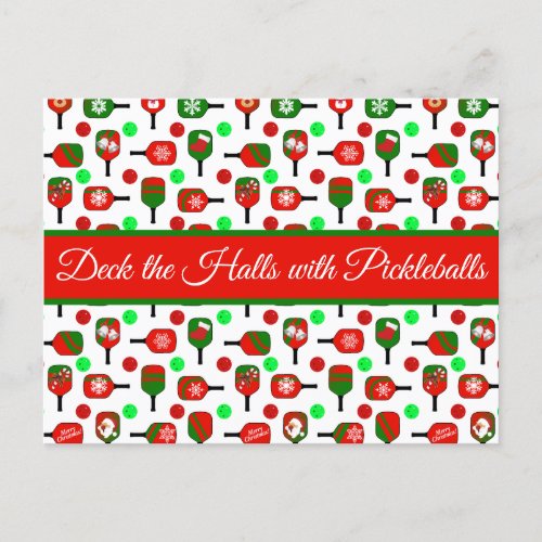 Christmas Pickleball Red Green Paddles Balls X_Mas Postcard