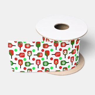 Christmas Pickleball Red Green Paddles Balls X-Mas Satin Ribbon