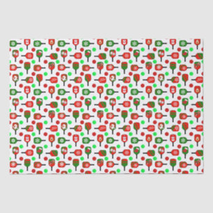 Christmas Pickleball Red Green Paddles Balls X-Mas Tissue Paper