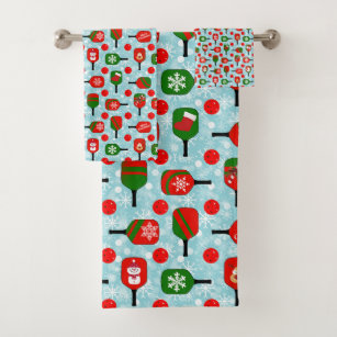 red snowflake bath towels