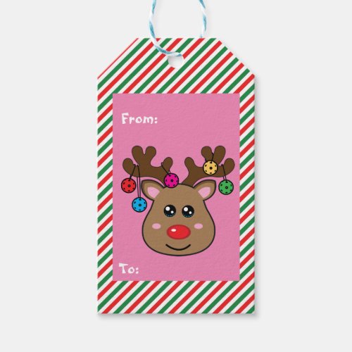 Christmas Pickleball reindeer Gift Tags
