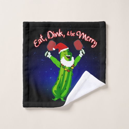 Christmas Pickleball Santa Hat Pickle Bath Towel Set