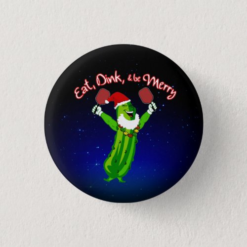 Christmas Pickleball Santa Hat Pickle Button