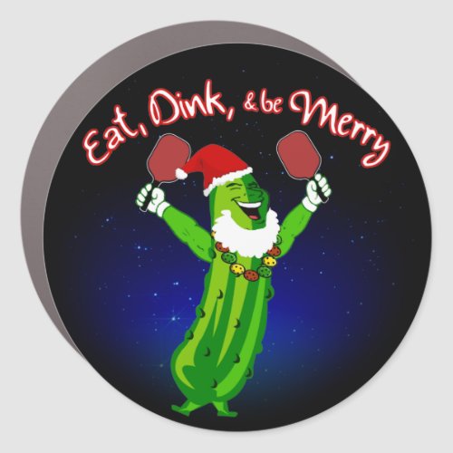 Christmas Pickleball Santa Hat Pickle Car Magnet