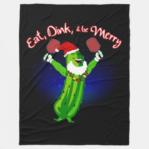 Christmas Pickleball Santa Hat Pickle Fleece Blanket