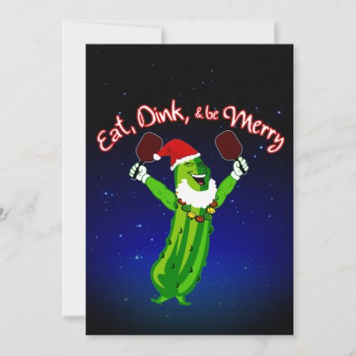 Christmas Pickleball Santa Hat Pickle Holiday Card