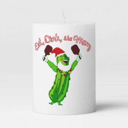 Christmas Pickleball Santa Hat Pickle Pillar Candle