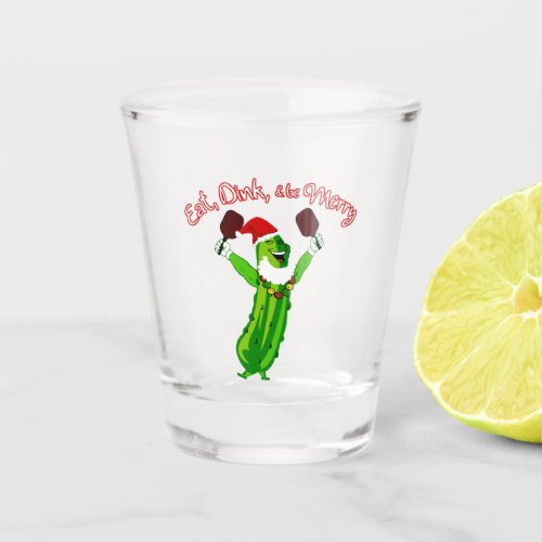 Christmas Pickleball Santa Hat Pickle Shot Glass